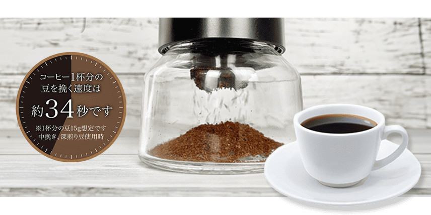 「あっ」という間に挽きたてのコーヒー粉が完成